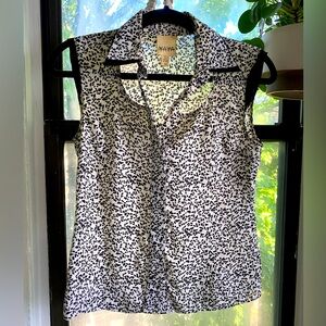 Black & White Sleeveless Blouse